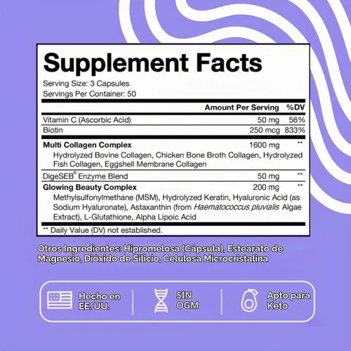 Vista 8 de Vital Vitamins Complejo de colágeno múltiple Plus + suplemento NAD+