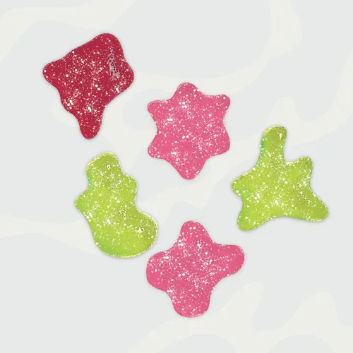 Vista 5 de Blobs SOUR Gummy Candy bajo en azúcar y bajo en calorías, sin alcoholes de azúcar, vegano, sin colorantes, sandía, lichi, cereza negra Ras, fresa
