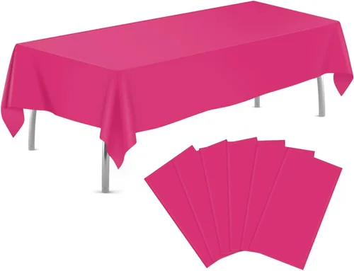 Vista 21 de tujol Paquete de 6 manteles de plástico de 84 pulgadas, manteles redondos desechables, manteles de plástico para fiestas