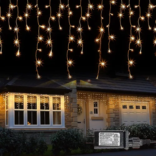 Vista 12 de Dazzle Bright Luces de carámbano de Navidad, 88.5 pies, 1080 LED, 8 modos, cortina de luces con 180 gotas, tira de luces de Navidad para decoración