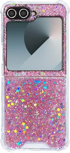 Vista 20 de Funda para Samsung Galaxy Z Flip 3 con purpurina, bonita funda transparente con diseño, brillante, reflectante, con destellos, cubierta de teléfono