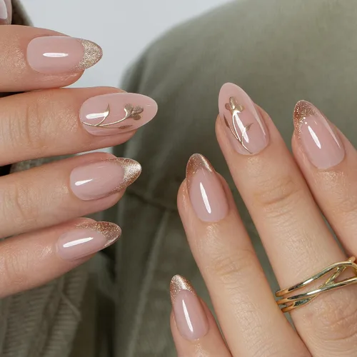 Vista 34 de CurvLife Uñas a presión de almendras medianas, color blanco lechoso A9 - Susurro de crema