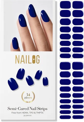 Vista 17 de NAILOG - Tiras de uñas de gel semicuradas 34 piezas Compra 2 y obtén 1 lámpara ultravioleta Calcomanías de esmalte de uñas duraderas con acabado