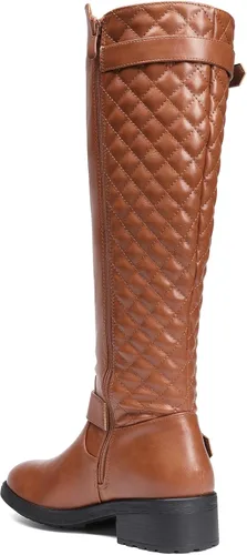 Vista 2 de DREAM PAIRS Women's Knee High Boots, Utah Low Stacked Heel Knee High Riding Boots