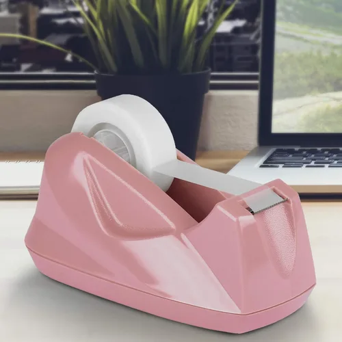 Vista 3 de Acrimet Dispensador de cinta de escritorio prémium con base antideslizante (resistente) (color rosa)