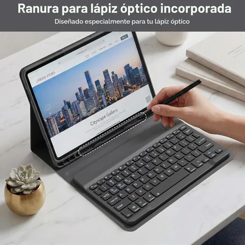 Vista 4 de Funda con teclado para Samsung Galaxy Tab S6 Lite de 10,4 pulgadas 2024 Negro