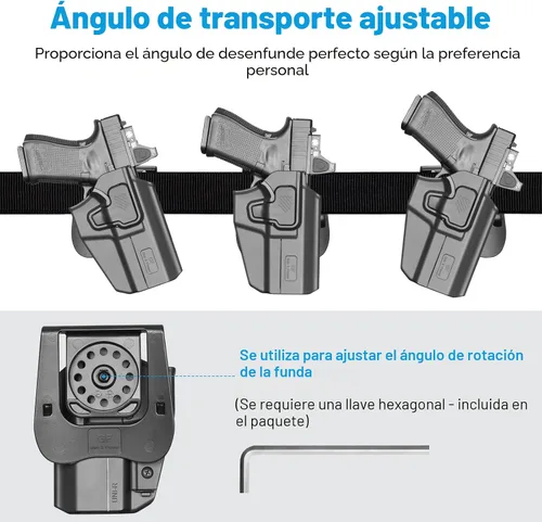 Vista 7 de Funda universal OWB para Glock/S&W/Sig/Springfield/CZ/Beretta/Taurus/Canik/FN/ 1911/Walther, se adapta a más de 100 pistolas para pistolas compactas