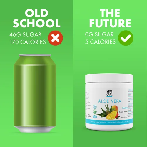 Vista 6 de Yes You Can! Mezcla de bebida de aloe vera, mango, 40 porciones