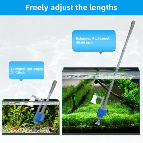 Vista 2 de boxtech Limpiador eléctrico de acuario mejorado, 12 V CC/28 W, kit de limpieza de grava para pecera, 6 en 1, filtro de agua y arena de lavado