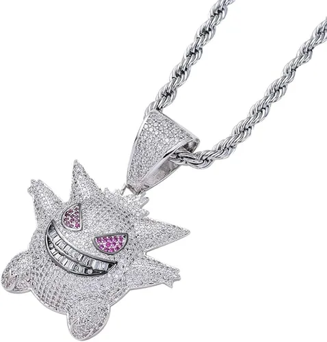 Vista 5 de NINE VEIWO Joyería de regalo para niños, unisex, exquisita, colgante de burbujas hip-hop, collar de gengar, cristal de diamantes de imitación