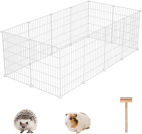 Vista 8 de C&AHOME Corralito para mascotas, suministros para animales pequeños, 12 paneles de jaula de corrales de ejercicio, rejillas C, valla portátil
