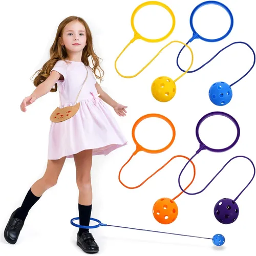 Vista 7 de Kisangel Juego de 4 pelotas de salto de tobillo para niños, juguete de fitness para jugar al aire libre e interior, 14.96 x 5.90 x 2.75 pulgadas