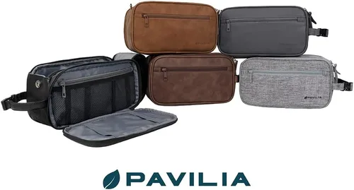 Vista 7 de PAVILIA - Neceser para hombre, kit de afeitado para viaje, neceser de viaje para hombres, organizador de artículos de aseo para el cuidado personal