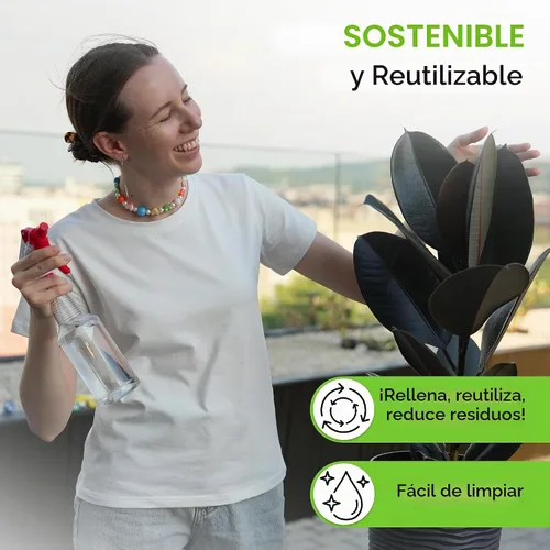 Vista 7 de BRIGHTFROM Botella pulverizadora de plástico, 16 onzas vacía, espray de gatillo ajustable fino para fluir, a prueba de fugas, transparente