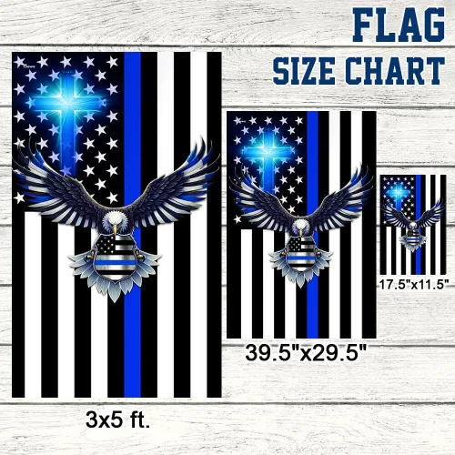 Vista 7 de Bandera Americana - La Delgada Línea Azul. Policía. Aplicación de la Ley Bandera de Águila Americana TPT1581F, 3x5 pies. Bandera - Banderas
