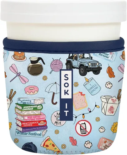 Vista 74 de Sok It IceCreamSok - Funda de neopreno aislada (flores abstractas, pintas de helado cónicas)