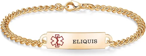 Vista 118 de Pulseras de identificación de alerta médica de 6.5 "-8.5" para mujeres, pulseras de emergencia médica de acero inoxidable, grabado gratuito