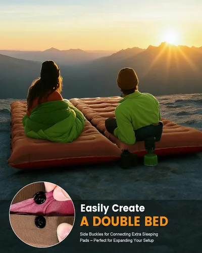 Vista 7 de Colchoneta de dormir para campamento, de 5.9 pulgadas de grosor, con almohada integrada y bomba de pie, almohadilla de dormir autoinflable