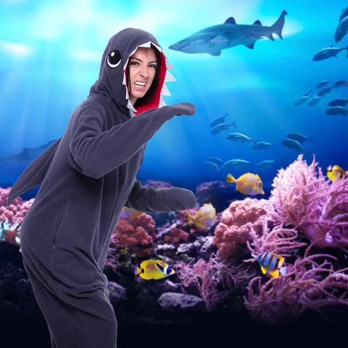 Vista 2 de Slim Fit Adult Onesie - Animal Halloween Costume - Plush Fruit One Piece Cosplay Suit for Women and Men by FUNZIEZ!
