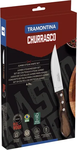 Vista 9 de Tramontina Churrasco - Juego de cuchillos para carne jumbo de 5 pulgadas, 4 piezas, color marrón