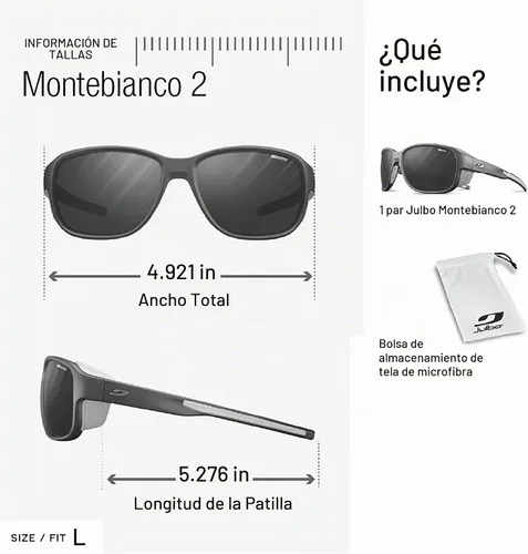 Vista 3 de Julbo Montebianco 2 Glacier Glasses for Men & Women w/Removable Side Shields for Hiking, Snow/Glare - 100% UV Protection