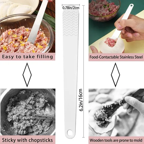 Vista 9 de Molde Automático para Hacer Dumplings de Doble Cabezal para el Hogar, Prensa para Hacer Dumplings con Almohadilla de Amasado, 2 Herramientas