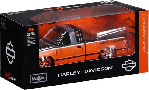 Vista 8 de Maisto - Modelo (escala 1:24), Harley Davidson Custom 1993 Chevy Pick-up, color naranja/negro