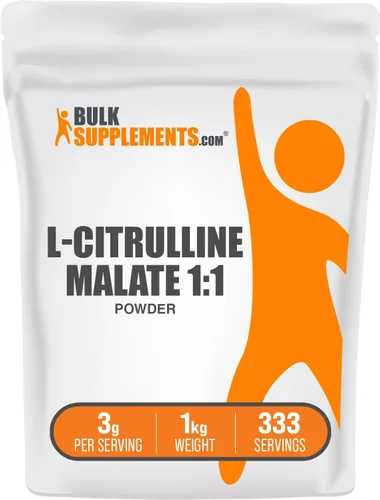 Vista 6 de BulkSupplements. com L-citrulina malato 1:1 polvo - citrulina en polvo, suplemento de aminoácidos - sin sabor y sin gluten - 0.11 oz por porción