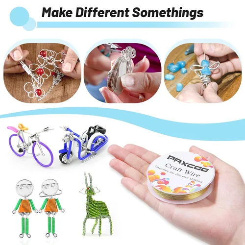 Vista 5 de Paxcoo Paquete de 3 alambres de joyería para manualidades, calibre 18, resistentes al deslustre, para suministros de fabricación de joyas