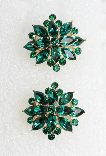 Vista 3 de Faship Pendientes de clip floral con diamantes de imitación de cristal