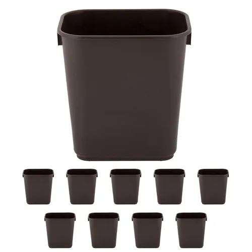 Vista 20 de Cubo de basura rectangular beige de 10 galones para restaurante, papelera comercial, papelera de plástico para oficina, cubo de basura para baño
