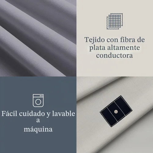 Vista 5 de Sábana ajustable GroundLuxe de fibra de plata 10% orgánica Beige