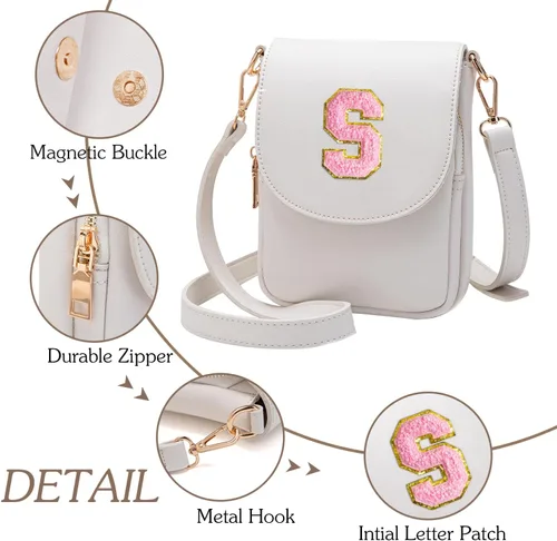 Vista 5 de Viverte Bolso Cruzado para Niñas Adolescentes Pequeñas, Bolso Inicial para Celular, Pequeña Cartera para Niños Pequeños, Bolso de Cuero con Tres