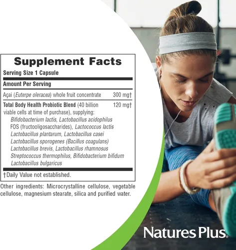 Vista 5 de NaturesPlus Ultra Probióticos - 30 cápsulas veganas - Soporte corporal total de espectro completo - Incluye Acai prebiótico - 30 porciones