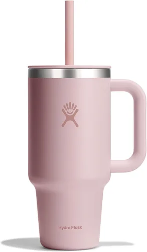 Vista 67 de Hydro Flask Vaso de Viaje con Asa, Tapa y Pajita - Acero Inoxidable Aislado en 24 Oz Aloe