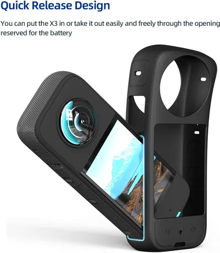 Vista 2 de Funda protectora para cámara de acción panorámica Insta360 X3, cubierta completa de silicona, color negro