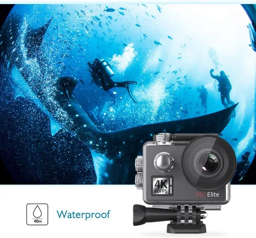 Vista 5 de AKASO V50 Elite 4K60fps Pantalla táctil WiFi Cámara de acción Control de voz EIS 131 pies Cámara impermeable 8X Zoom Control remoto