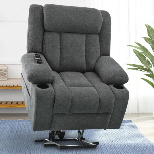 Vista 14 de cinkehome Silla reclinable eléctrica para ancianos, reclinable eléctrico Gris oscuro-pequeño
