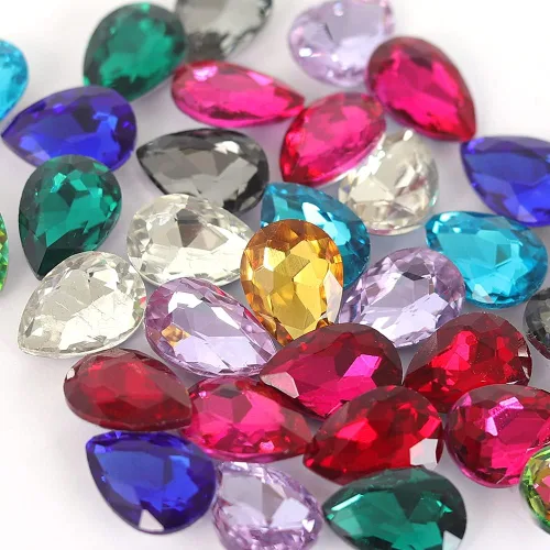 Vista 3 de Lágrima de cristal de 0.512 x 0.709 in con diamantes de imitación grandes Pointback para manualidades, fabricación de joyas, zapatos, cuentas