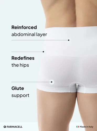 Vista 3 de Farmacell Calzoncillos tipo bóxer para hombre fabricados en Italia, sin costuras, con control de abdomen, cintura alta, levantamiento de glúteos, 402
