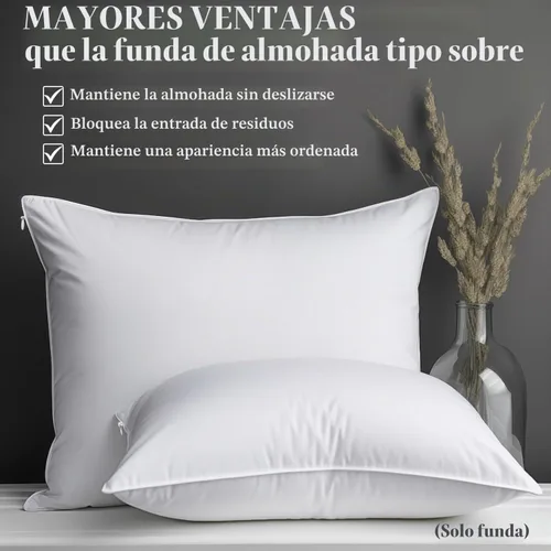 Vista 2 de Protectores de almohada con cremallera, tamaño estándar, fundas de almohada 100% algodón para cabello y piel, protector de almohada suave y cómodo