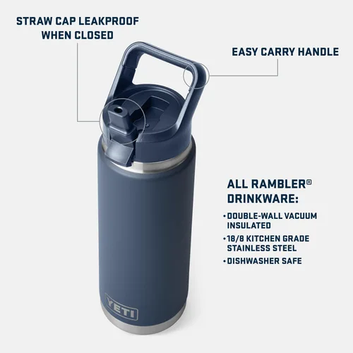 Vista 2 de YETI Rambler Botella de 26 onzas, aislada al vacío, de acero inoxidable, con tapa de popote a juego Cherry Blossom - Texturizado