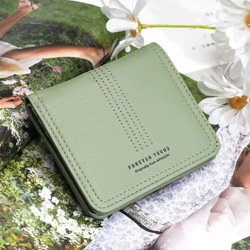 Vista 7 de APHISON Billetera para mujer, delgada y pequeña, cartera RFID para mujer, 05A125VERDE, Moderno