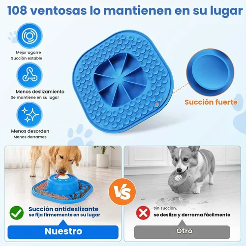 Vista 3 de VIOWEY Cuenco de alimentación lenta 3 en 1 para perros, comedero Azul