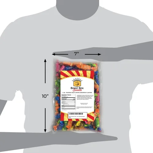 Vista 3 de Tootsie Fruit Chews - Caramelos masticables de 5 sabores envueltos individualmente a granel multicolor (2 libras)