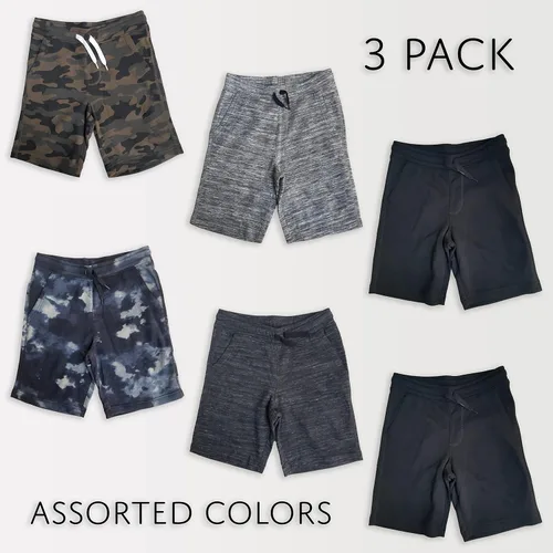 Vista 3 de Andrew Scott Paquete de 3 pantalones cortos deportivos de forro polar para niños Pantalones cortos deportivos de baloncesto con cordón