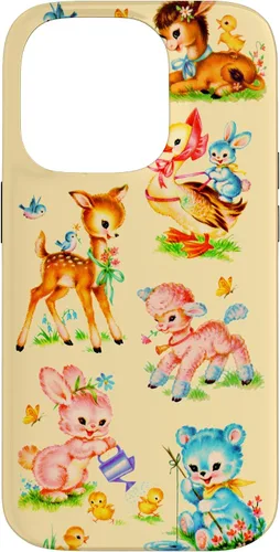 Vista 17 de Vintage Baby Animals Nursery 50's Retro Yellow Case for iPhone 17