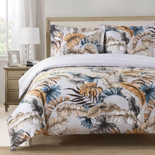 Vista 6 de Royal Hotel Bedding Agnes - Juego de funda de edredón floral de 3 piezas, tamaño King/Cal-King, 100% algodón, 300 hilos de algodón