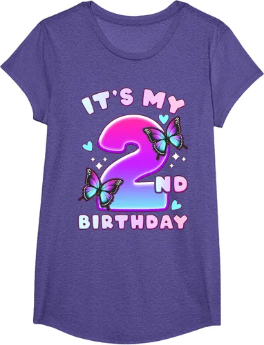 Vista 23 de Camiseta de 2º cumpleaños para niña de 2 años con mariposas y número 2 Negro