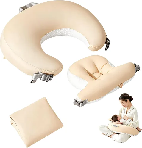 Vista 10 de Almohada de lactancia para lactancia materna, almohada de alimentación desmontable 3 en 1 con cojines de apoyo extraíbles, elevación suave para Verde